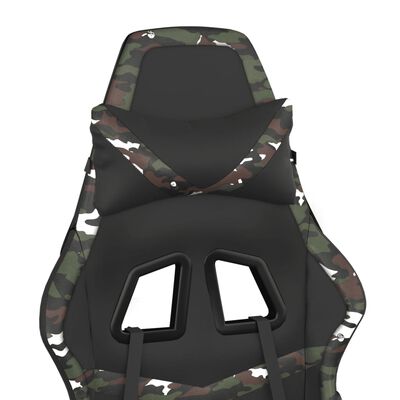 vidaXL Masujący fotel gamingowy, czarny i moro, sztuczna skóra