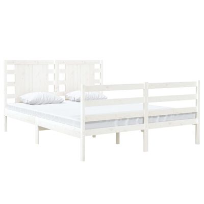 vidaXL Rama łóżka, biała, lita sosna, 120x190 cm, podwójna