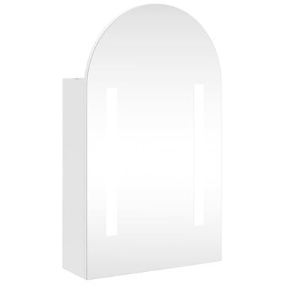 vidaXL Szafka łazienkowa z lustrem i LED, łukowa, biała, 42x13x70 cm