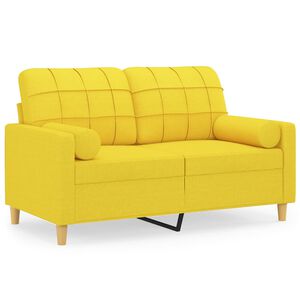 vidaXL 2-osobowa sofa z poduszkami, jasnoż&oacute;łta, 120 cm, tkanina