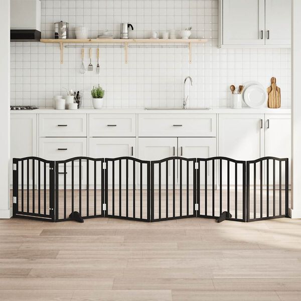 vidaXL Składana bramka dla psa, z drzwiami, 6 paneli, czarna, 300 cm