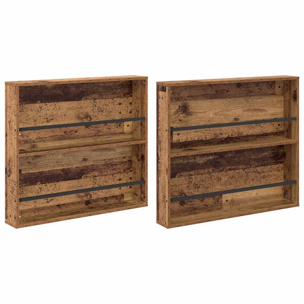 vidaXL Regał na gazety z p&oacute;łką 2 pcs Stare drewno 80 x 12 x 70 cm