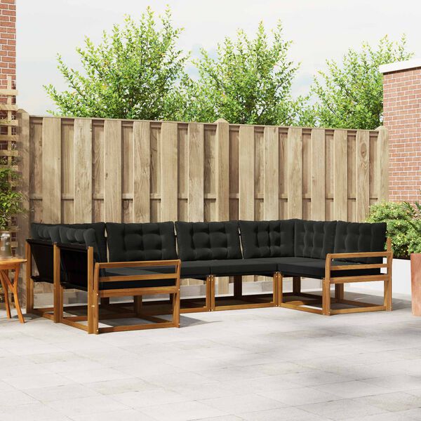 vidaXL Zestaw sof na zewnątrz z poduszką 6 pcs Naturalny i czarny