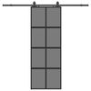 vidaXL Drzwi przesuwne z zestawem okuć czarne 76x205cm szkło hartowane