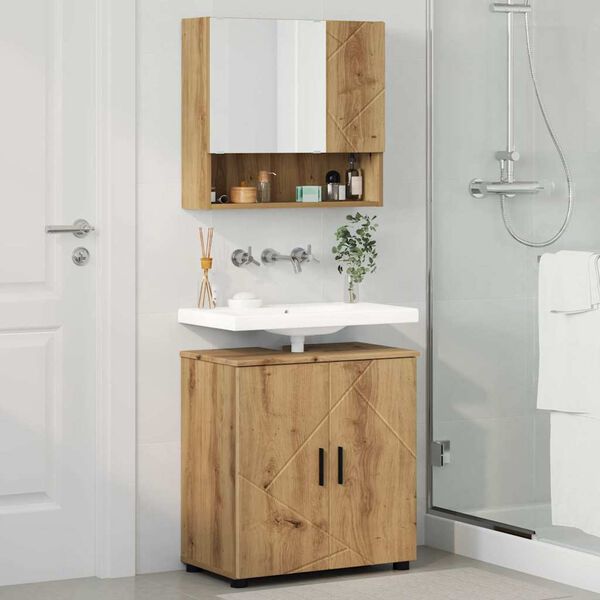 vidaXL Zestaw mebli łazienkowych z drzwiami 2 pcs Dąb rzemieślniczy