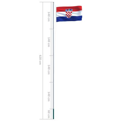 vidaXL Flaga Chorwacji z aluminiowym masztem, 6,2 m