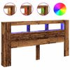 vidaXL Wezgłowie ł&oacute;żka z LED, stare drewno, 200x18,5x103,5 cm