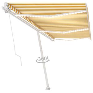 vidaXL Ręcznie zwijana markiza z LED, 600 x 300 cm, ż&oacute;łto-biała