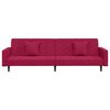 vidaXL 2-osobowa kanapa, 2 poduszki, czerwone wino, aksamitna