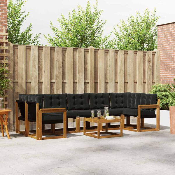 vidaXL Zestaw sof na zewnątrz z poduszką 8 pcs Naturalny i czarny