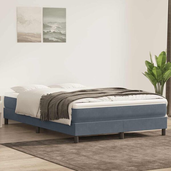 vidaXL Ł&oacute;żko Box Spring bez materaca Ciemnoszary 140x220 cm Aksamit