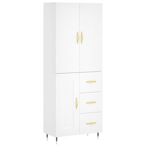 vidaXL Witrynka, biała, 69,5x34x180 cm, materiał drewnopochodny