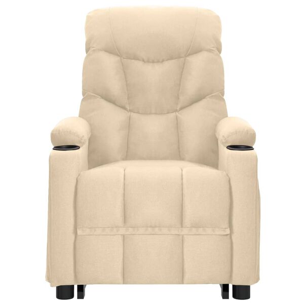 vidaXL Podnoszony fotel masujący, kremowa, tkanina