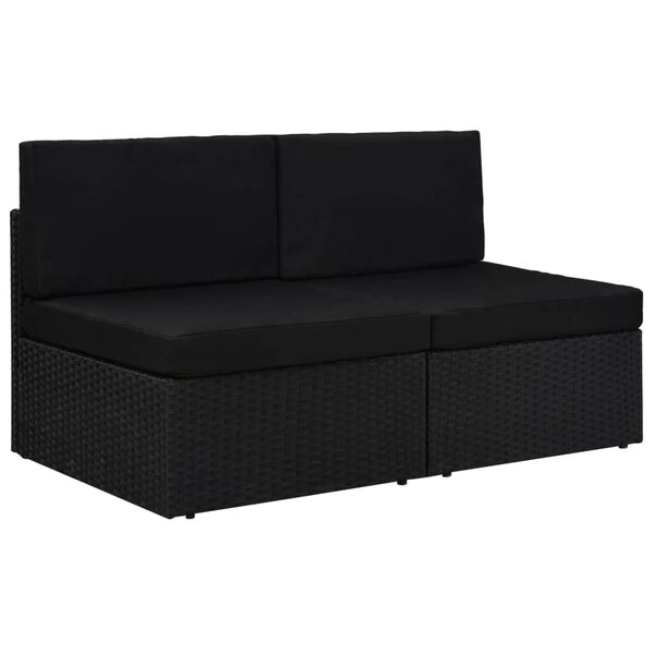 vidaXL Sofa modułowa 2-osobowa, rattan PE, czarna