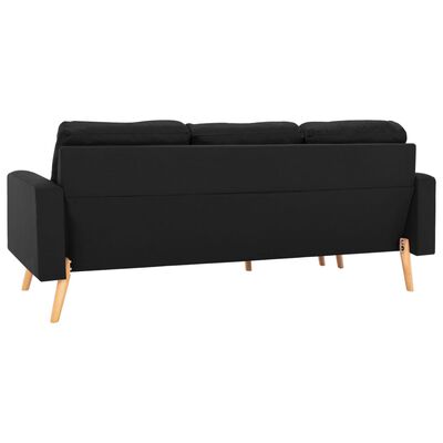 vidaXL 3-osobowa sofa z podnóżkiem, czarna, tapicerowana tkaniną