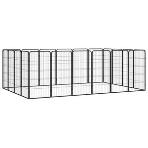 vidaXL Kojec dla psa, 20 paneli, czarny, 50x100 cm, stal