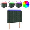 vidaXL Zagł&oacute;wek do ł&oacute;żka z LED, ciemnozielony 83x16x118/128 cm aksamit