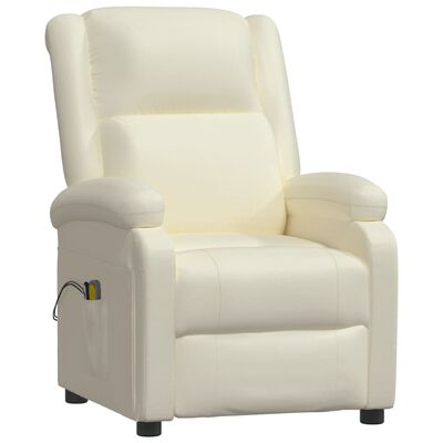vidaXL Elektryczny fotel masujący, biały, sztuczna skóra