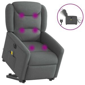 vidaXL Podnoszony fotel masujący, elektryczny, rozkładany, ciemnoszary