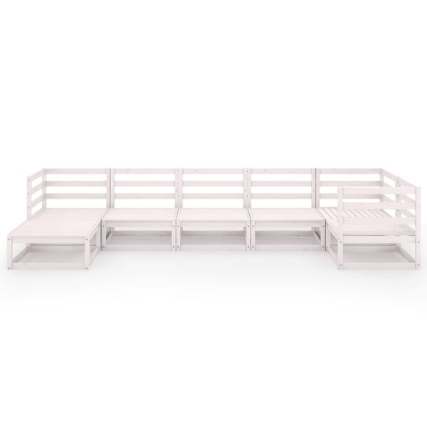 vidaXL 7-cz. zestaw mebli wypoczynkowych do ogrodu, biały, sosnowy