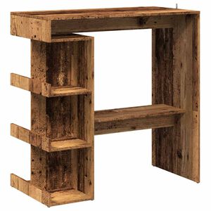 vidaXL Stolik barowy z p&oacute;łkami, stare drewno, 100x48x101,5 cm