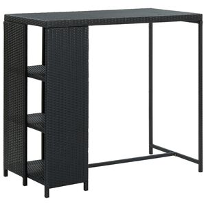 vidaXL Stolik barowy z p&oacute;łką, czarny, 120x60x110 cm, polirattan