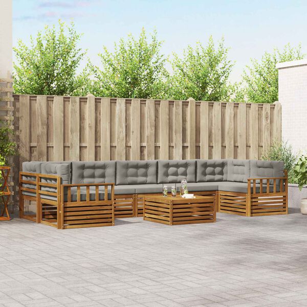 vidaXL Zestaw sof na zewnątrz z poduszką 8 pcs Naturalny i Jasny Szary