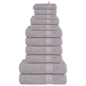 vidaXL 12-cz. zestaw ręcznik&oacute;w, FROGN, szary, 360 g/m&sup2;