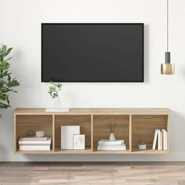 vidaXL Wisząca szafka TV, dąb sonoma, 37x37x142,5 cm