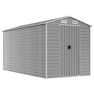 vidaXL Domek ogrodowy jasnoszary 191x385x198 cm Stal ocynkowana