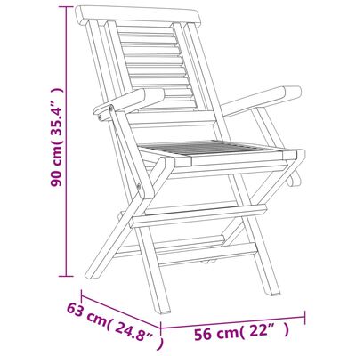 vidaXL Składane krzesła ogrodowe, 2 szt., 56x63x90 cm, drewno tekowe