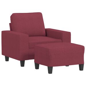 vidaXL Fotel z podn&oacute;żkiem, winna czerwień, 60 cm, obity tkaniną
