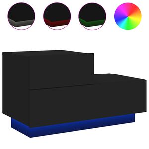 vidaXL Szafka nocna z oświetleniem LED, czarna, 70x36x40,5 cm