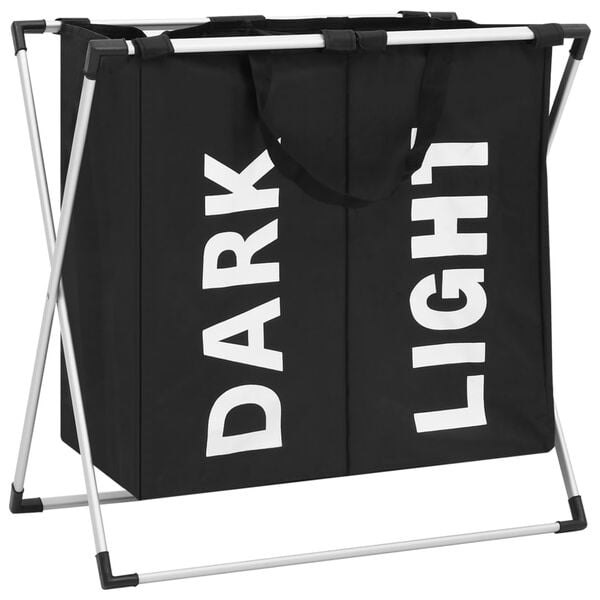 vidaXL 2-komorowy sortownik na pranie, czarny