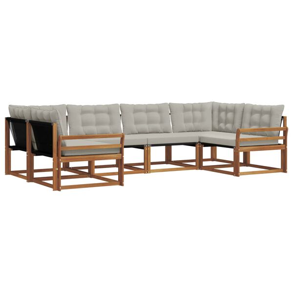 vidaXL Zestaw sof na zewnątrz z poduszką 6 pcs Naturalny i Jasny Szary