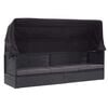 vidaXL Sofa ogrodowa z zadaszeniem, polirattan, czarna