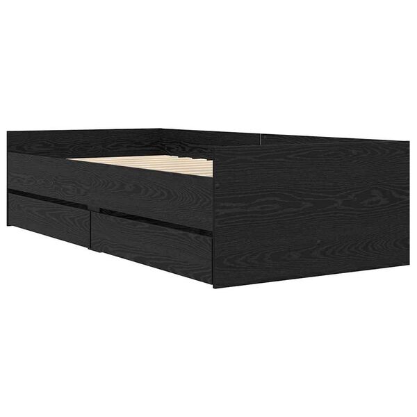 vidaXL Ramka ł&oacute;żka Czarny Dąb 90 x 200 cm Lite drewno sosnowe