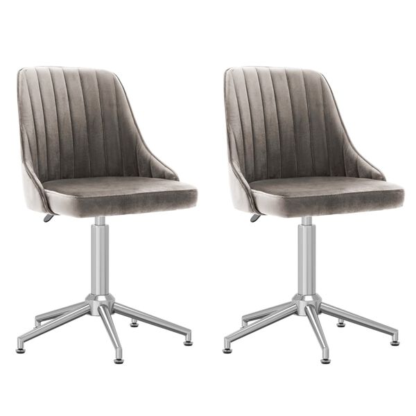 vidaXL Obrotowe krzesła stołowe, 2 szt., jasnoszare, aksamitne