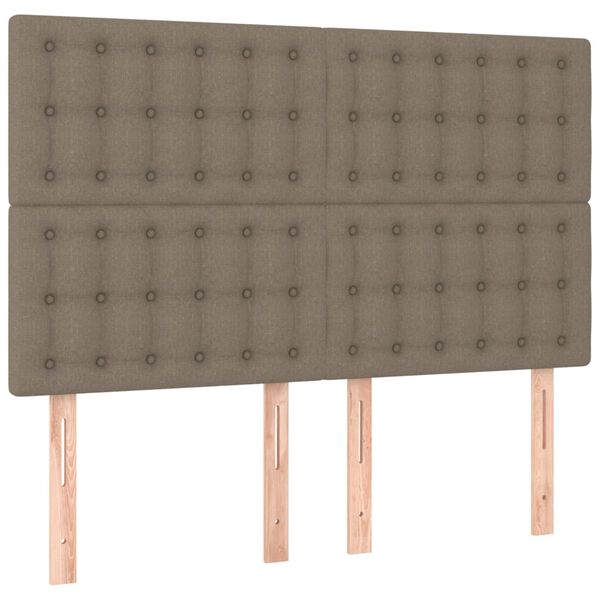 vidaXL Zagł&oacute;wek do ł&oacute;żka z LED, taupe, 144x5x118/128 cm, tkanina