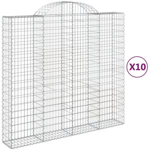 vidaXL Kosze gabionowe, 10 szt, 200x50x180/200cm, galwanizowane żelazo