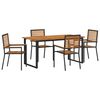 vidaXL Zestaw do jadalni w ogrodzie 5 pcs Czarny Lite Drewno Akacji