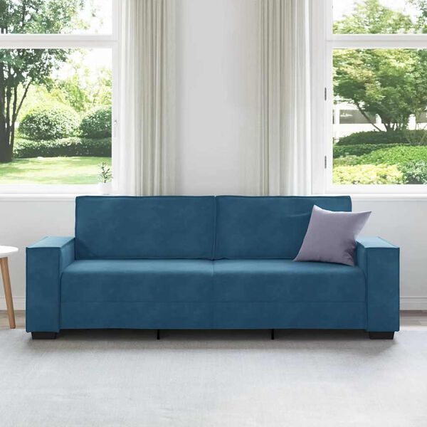 vidaXL Sofa 3-osobowa, niebieski, 220x78x84 cm, tapicerowana aksamitem