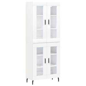 vidaXL Witrynka, biała, 69,5x34x180 cm, materiał drewnopochodny