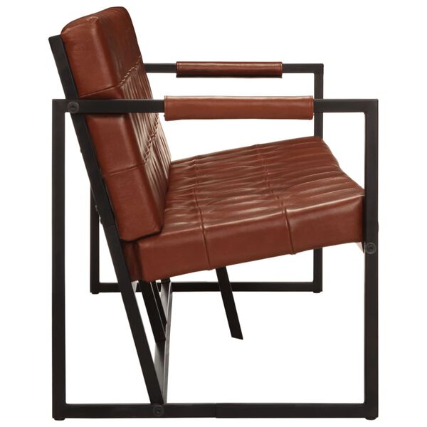 vidaXL Sofa 3-osobowa, brązowa, naturalna sk&oacute;ra kozia