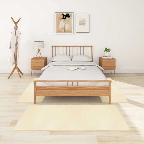 vidaXL Puszyste dywaniki do sypialni, długie włosie, 3 szt., kremowe