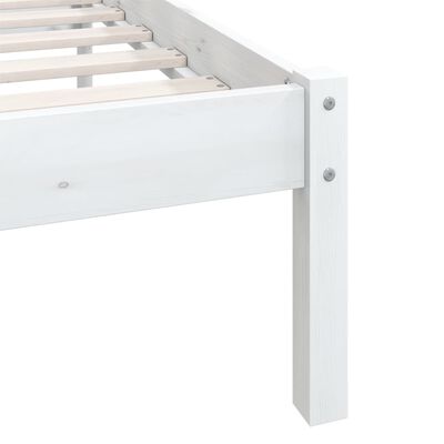 vidaXL Rama łóżka, biała, lite drewno sosnowe, 140 x 190 cm