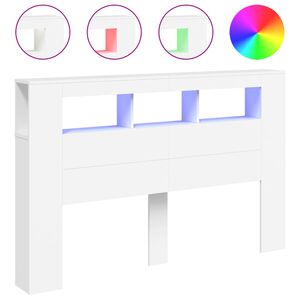 vidaXL Wezgłowie ł&oacute;żka z LED, białe, 160x18,5x103,5 cm