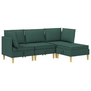 vidaXL Modularny Zestaw Sofy z Przechowalnią 4 szt. Ciemnozielony