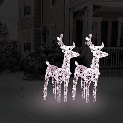 vidaXL Świąteczne renifery, 2 szt., 80 ciepłych białych LED, akryl