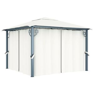 vidaXL Altana ogrodowa z zasłonami, 300 x 300 cm, kremowa, aluminium